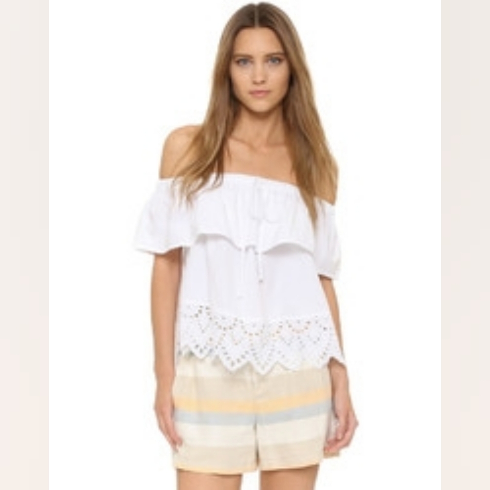 Madewell Eyelet Balcony Off Shoulder Top‎ White